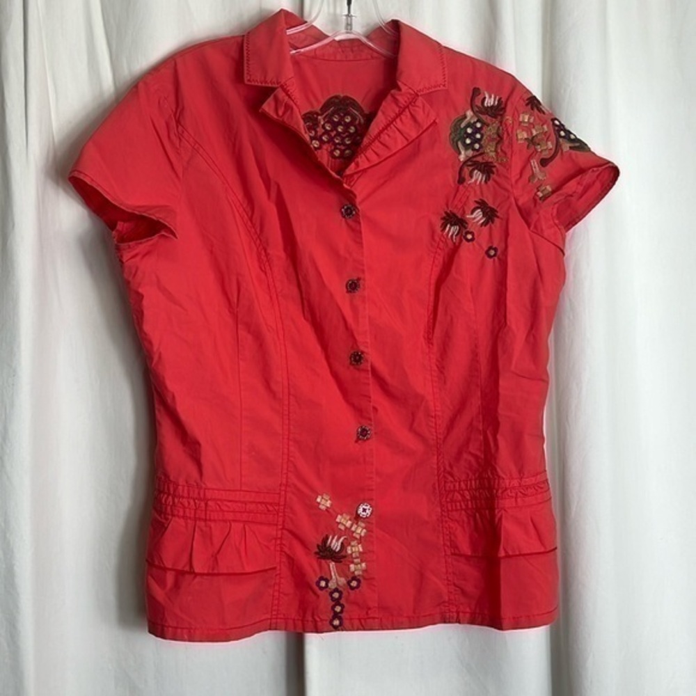 DIOTIMA, cap sleeve, embroidered, red top, SIZE S. GUC.